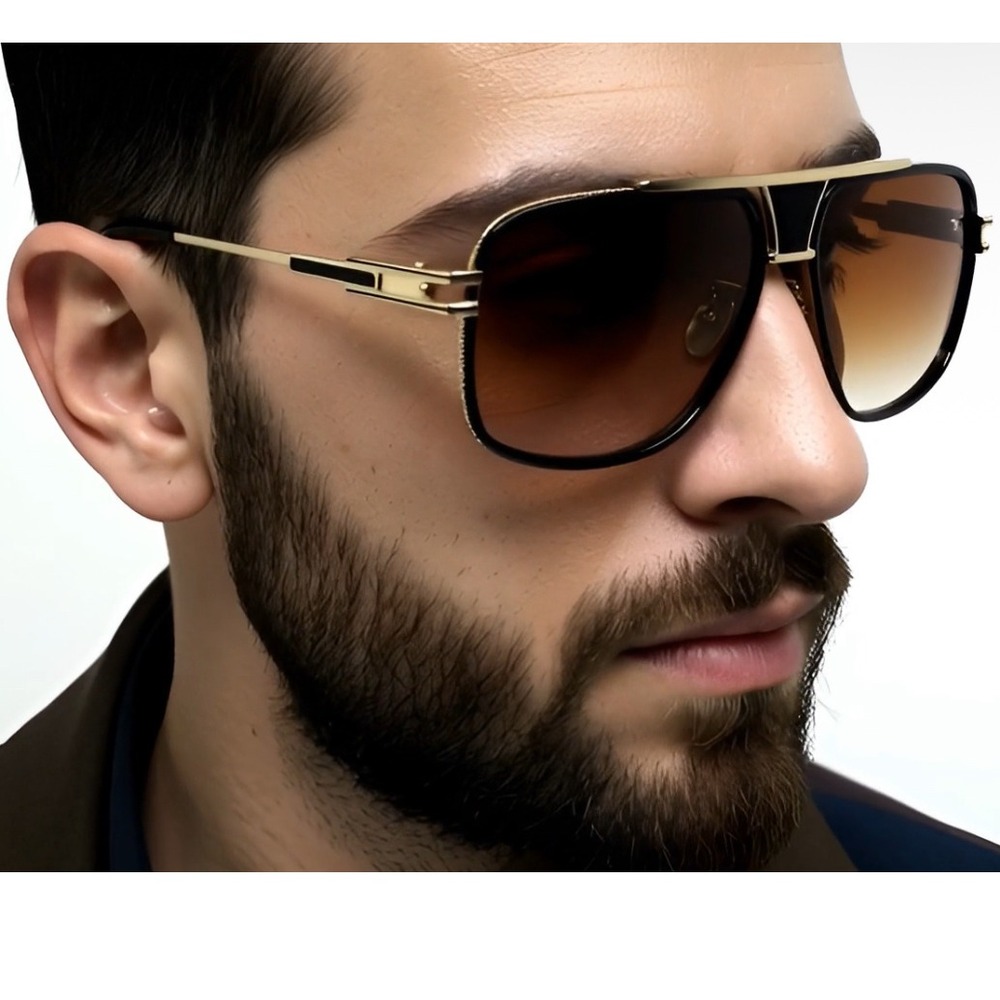 Aviator Sunglasses Mens Gold Frame Brown Lens Fashion Designer Shades Lentes New
